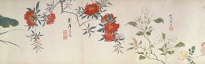 Kukat, käsirulla (muste ja väri paperille) tekijältä Qing Dynasty Chinese School