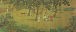Zhao Mengfu kirjoittaa sydänsutraa vaihdossa teetä vastaan