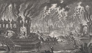 Näkymä tulipalosta, 1700-luku. tekijältä Quentin Pierre Chedel