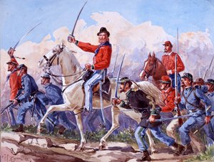 Risorgimento: Giuseppe Garibaldin (1807-1882) joukot marssivat Roomaan. Akvarelli Quinto Cenni 1892 tekijältä Quinto Cenni