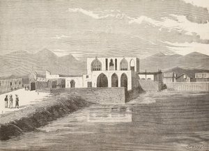 Italian varakuvernöörin palatsi, Massawa, Eritrea, kaiverrus Quinto Cennin piirustuksesta ja Pieragostinin luonnos, L