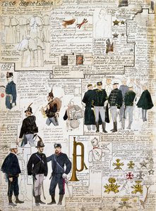 Italian kuningaskunnan univormut vuosina 1896-1897, Cenni Codexin laatta, kokoelma sotilasluonnoksia vesiväreillä tekijältä Quinto Cenni