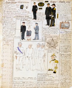 Italian kuningaskunnan virkapuvut 1886, Cenni Codexin laatta, kokoelma sotilasluonnoksia vesiväreillä tekijältä Quinto Cenni