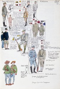 Italian kuningaskunnan univormut vuonna 1915, Cenni Codexin laatta, kokoelma sotilasluonnoksia vesiväreillä tekijältä Quinto Cenni