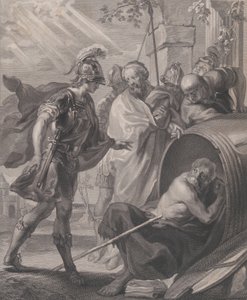 Diogenes Sinopelaisen ja Aleksanteri Suuren tapaaminen, 1784. tekijältä Quirin Mark