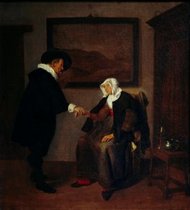 Konsultaatiomaalaus Quiringh Gerritsz Van Brekelenkam (n. 1620-1668). Aurinko 0,57x0,52 m