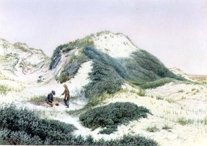 Hightownin hiekkakukkulien joukossa 1885 (akvarelli) tekijältä R.H. Rutherford