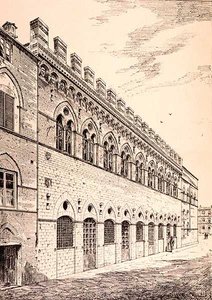 Palazzo Grotanelli, teoksesta "Esimerkkejä Ranskan ja Italian kunnallisesta, kaupallisesta ja katuarkkitehtuurista 1100-1400-luvulla", jul. kirjoittanut W. Mackenzie