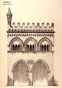Jurisconsults Palace, Cremona, Italia, rakennettu vuonna 1292, "Esimerkkejä Ranskan ja Italian kunnallisesta, kaupallisesta ja katuarkkitehtuurista 1100-1400-luvulla" tekijältä R. Anderson