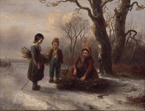 Lapset keräävät lokeja, n. 1884 (paneeli) tekijältä R. Favelle