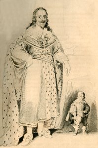 Jeffery Hudson, 30-vuotias, 18 tuumaa korkea. - Kääpiö kuningas Kaarle Ensimmäiselle, 1821.