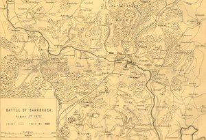 Kartta Saarbrückenin taistelusta, 2. elokuuta 1870, c1872. tekijältä R. Walker