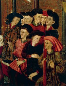 Saarnaa, yksityiskohta San Bernardinon alttaritaulusta, Joan Figuera ja Tomas Rafael (toimii 1500-luvun jälkipuoliskolla), tempera taulussa, 399x253 cm. Yksityiskohta. tekijältä Rafael & Figuera Joan (active c.1454 1477) Tomas
