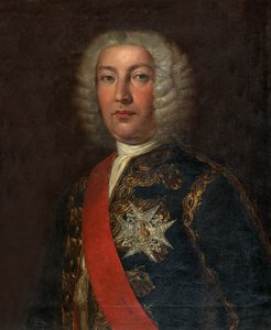 Espanjalainen: Juan José Navarro de Viana y Búfalo (1687-1772) Marqués de la Victoria, Capitán General de la Real Armada Espanjalaisen amiraali José Navarron muotokuva. tekijältä Rafael Tejeo