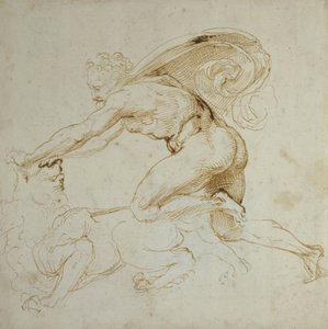 Hercules voitti leijonan (kynä ja ruskea muste valkoisella paperilla) tekijältä Raffaello Sanzio Raphael