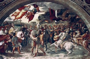 Paavi Leo I, Attilan torjuminen, yksityiskohta, 1511-14 tekijältä Raffaello Sanzio Raphael