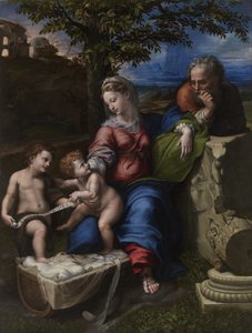 Pyhä perhe tammen alla, noin 1518 tekijältä Raffaello Sanzio Raphael