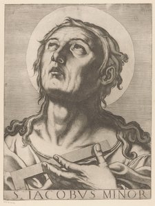 Heilige Jakobus de Mindere Pyhä Jaakob Pieni (otsikko esineessä) Christ, Mary en de twaalf apostelen (sarjan nimi) The Sacred Apostol College (sarjan nimi) tekijältä Raffaello Schiaminossi