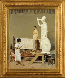 Phidias työskentelee Minerva-patsasta, 1869.