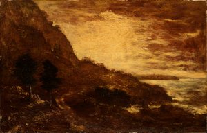 Auringonlasku, Navarro Ridge, Kalifornian rannikolla tekijältä Ralph Albert Blakelock