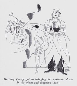 Kuvitus Anita Loosin (litho) kappaleeseen "Mutta herrat naimisiin brunettien kanssa" tekijältä Ralph Barton