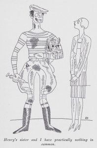 Kuvitus Anita Loosin (litho) kappaleeseen "Mutta herrat naimisissa brunetteja" tekijältä Ralph Barton