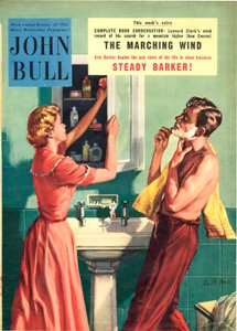 John Bull -lehden etukansi, lokakuu 1955 (värilitografia). tekijältä Ralph Bruce