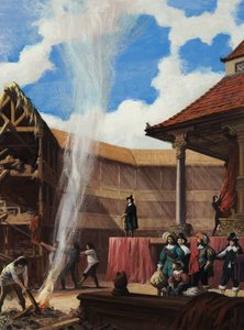 Puritaanit tuhoavat teatteria (guassi paperille)