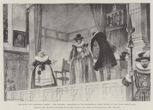 Beaumontin ja Fletcherin komedia, The Coxcomb, Elizabethan Stage Societyn esittämä Inner Temple Hallissa tekijältä Ralph Cleaver