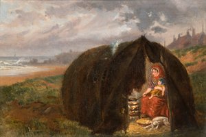Mustalaiset leiriytyivät rannalla, lähellä South Shieldsia, 1876 tekijältä Ralph Hedley