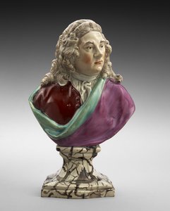 George Frideric Händelin rintakuva, n. 1782-1795 (lyijylasitetut keramiikka (helmitavara) overglaze-emalilla) tekijältä Ralph Sr. Wood