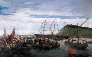 Katalonian vapaaehtoiset lähtevät sotaan Kuubassa vuonna 1870 tekijältä Ramón Padró y Pedret