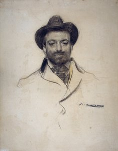 ""Espanjalaisen taidemaalari ja valokuvaaja Jose Maria Sertin (1874-1945) muotokuva" Ramon Casasin (1866-1932) hiilipiirros 1904 Yksityinen kokoelma