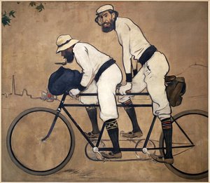 Ramon Casa ja Pere Romeu tandemissa. Ramon Casasin (1866-1932) maalaus, öljy kankaalle