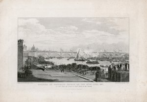 Waterloon silta, Lontoo, avajaiset 18. kesäkuuta 1817. tekijältä Ramsay Richard Reinagle