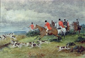 Ketujen metsästys Surreyssa, 1800-luku (akvarelli)