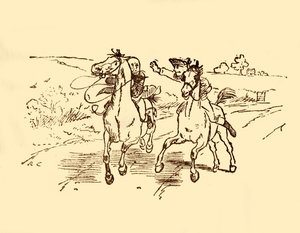 Postipoika löytää John Gilpinin Bell Innistä, 1878, 1918. tekijältä Randolph Caldecott