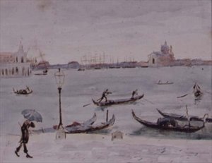 Tullitalo ja San Giorgion kirkko, Venetsia, Piazzettalta katsottuna, 1800-luku tekijältä Randolph Caldecott