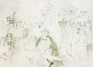 Tanssiaiset Moulin de la Galette -tapahtumassa; Bal au Moulin de la Galette -tapahtuma tekijältä Raoul Dufy