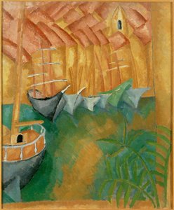 Bateaux a quai dans le port de Marseille (maalaus kankaalle) tekijältä Raoul Dufy