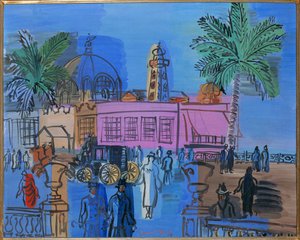 Nizzan rantakatu (guassi paperille) tekijältä Raoul Dufy