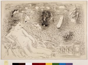 Femme nue devant la mer (öljyä kankaalle)