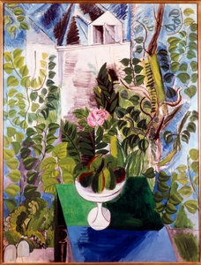 Talo ja puutarha (vaaleanpunainen sisällä). Raoul Dufyn (1877-1953) maalaus.