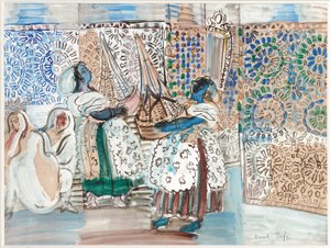 Vastaanotto Marrakechin pasan kanssa (guassi, akvarelli ja lyijykynä paperille) tekijältä Raoul Dufy