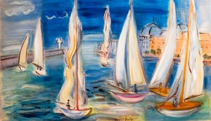 Regatta Deauvillessa, n. 1946 (öljy puulle). tekijältä Raoul Dufy