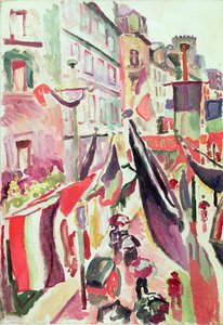 Lippujen koristama katu Le Havressa (öljy kankaalle) tekijältä Raoul Dufy