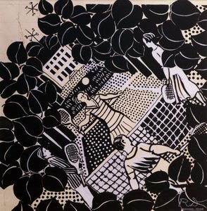 Tennis (tussi ja guassi paperille) (kynä ja muste) tekijältä Raoul Dufy