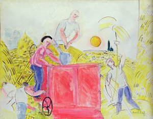 Sadonkorjaajat (guassi paperille) tekijältä Raoul Dufy