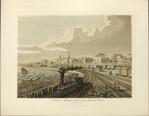 Näkymä Michigan Avenuelle Randolph Streetiltä vuonna 1865