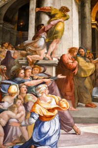 Heliodoruksen karkottaminen temppelistä, yksityiskohta. 1511-1512 (fresko) tekijältä Raphael